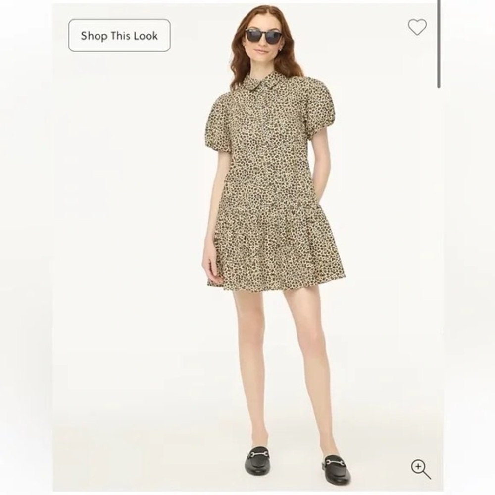 NWT J. Crew Leopard Print Puff Sleeve Dress - 10P